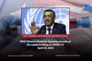 Read more about the article WHO Director-General’s opening remarks at the media briefing on COVID-19 – 20 April 2020